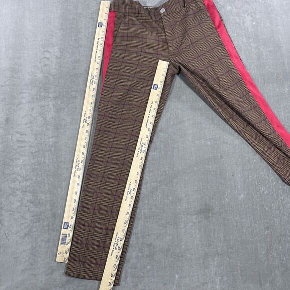 Tommy Hilfiger Women’s 4 Brown Plaid‎ with Red Stripe Pants - Picture 3 of 6